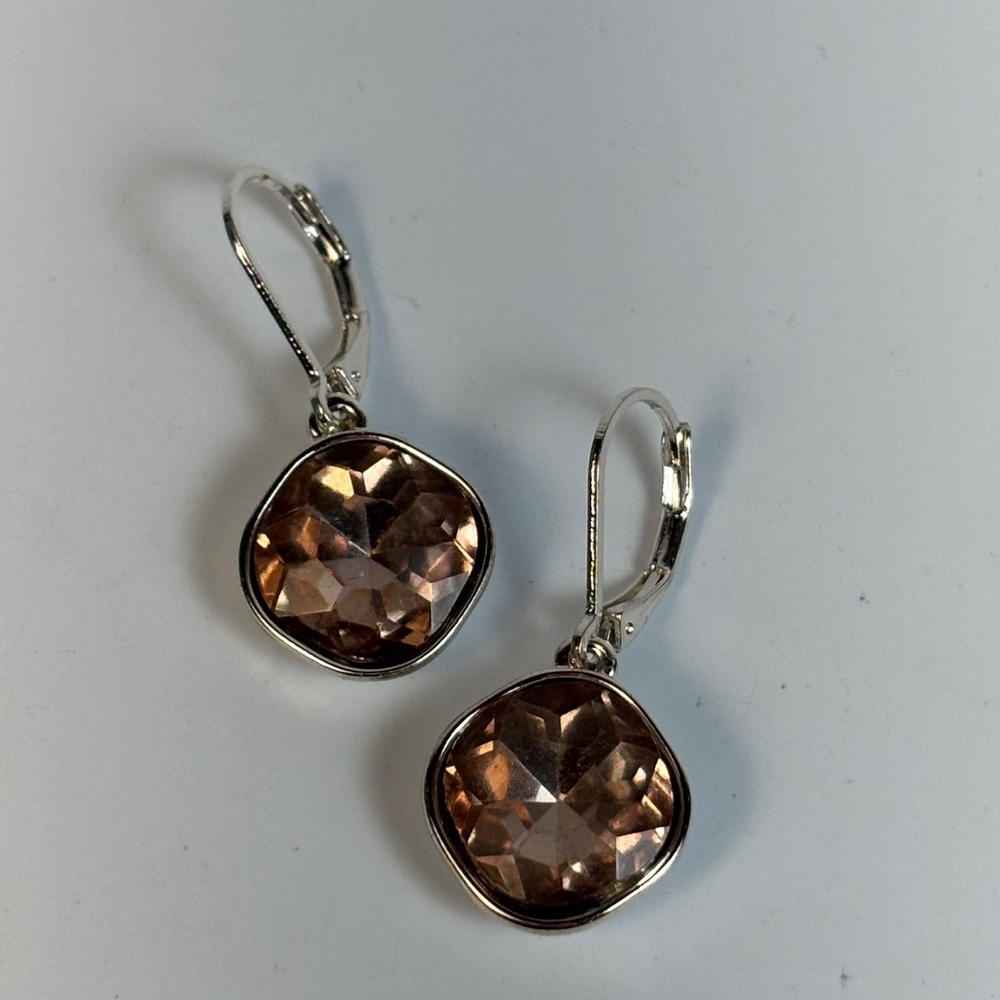 Earrings Silver Tone Pink Rhinestone‎ Y2K Fashion Elegant - Picture 7 of 7